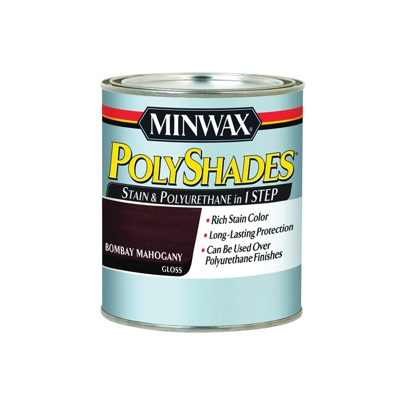 Minwax 214804444 Waterbased Polyurethane Stain, Gloss, Liquid, Bombay Mahogany, 0.5 pt, Can Bombay Mahogany