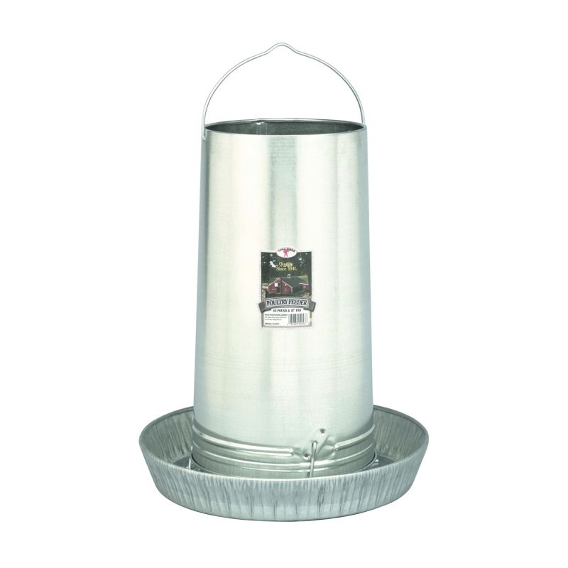 Little Giant 914273 Poultry Feeder, 40 lb Capacity, Rolled Edge, Galvanized Steel 40 Lb