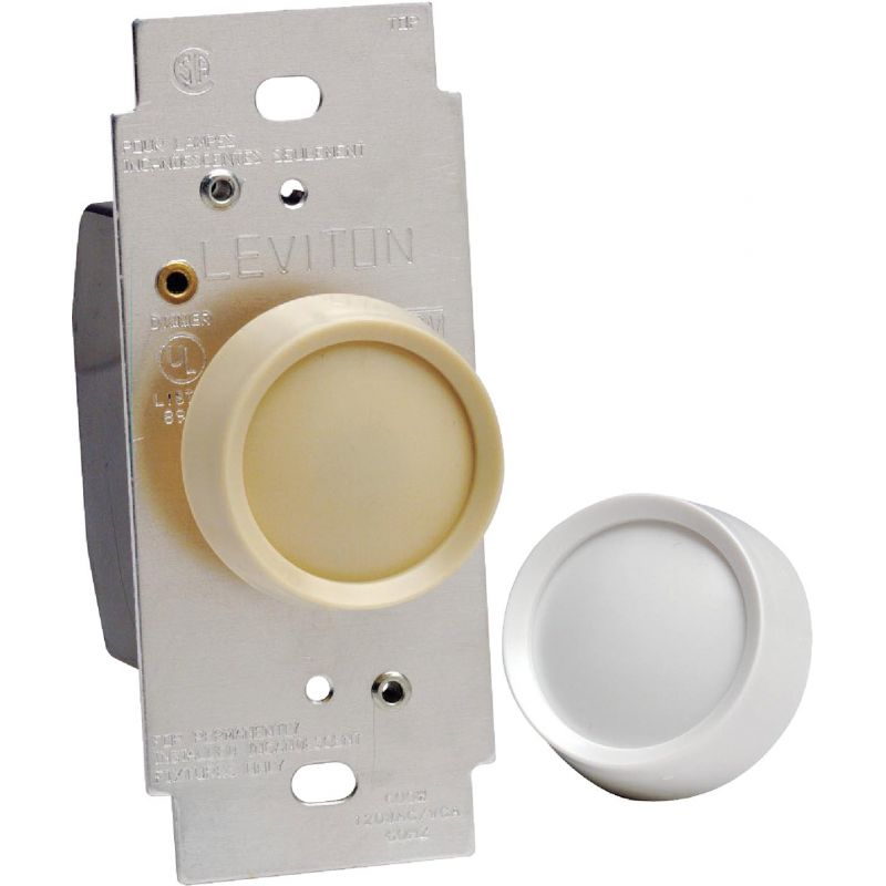 Leviton Universal Push On-Off Rotary Dimmer Switch White/Light Almond