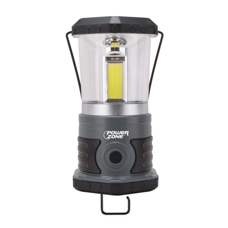 PowerZone 63992 Portable Lantern, D Battery, D Battery, LED Lamp, 1250 Lumens, 25 m Beam Distance, 40 hrs Run Time Black With Gray