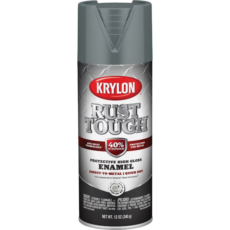 Krylon Rust Tough Alkyd Enamel Spray Paint Machinery Gray, 12 Oz.