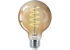 Philips Vintage G25 Amber Spiral Medium LED Decorative Light Bulb
