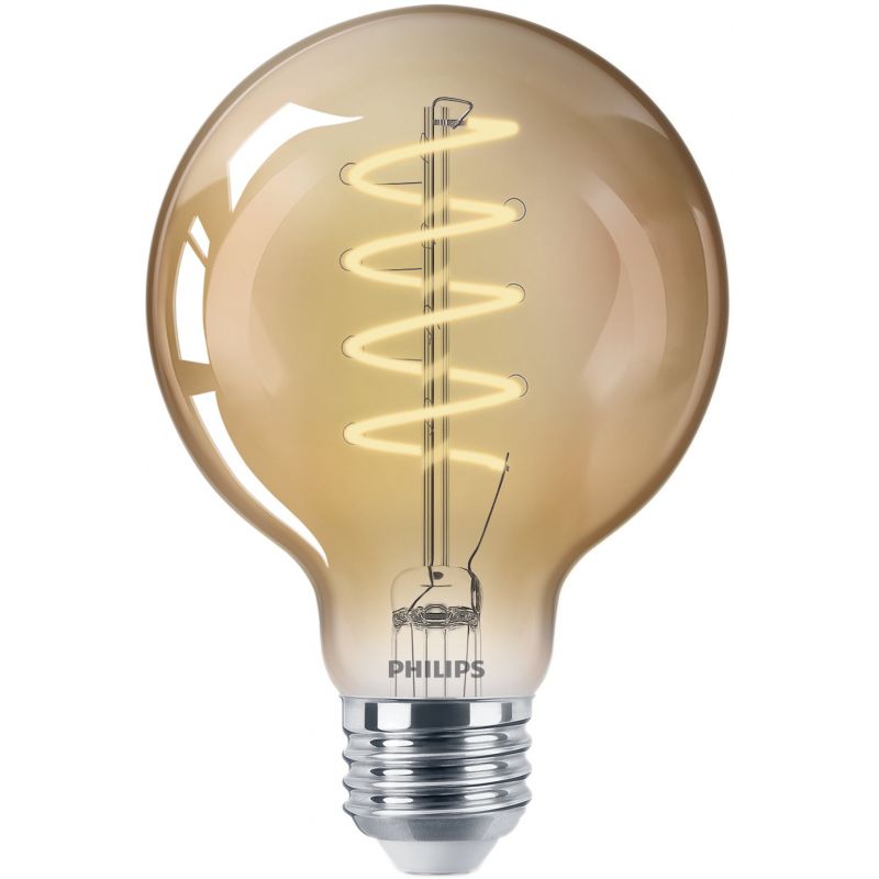 Philips Vintage G25 Amber Spiral Medium LED Decorative Light Bulb