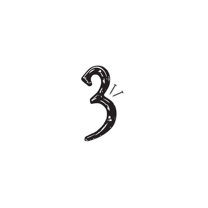 Hy-Ko PN-29/3 House Number, Character: 3, 4 in H Character, Black Character, Plastic