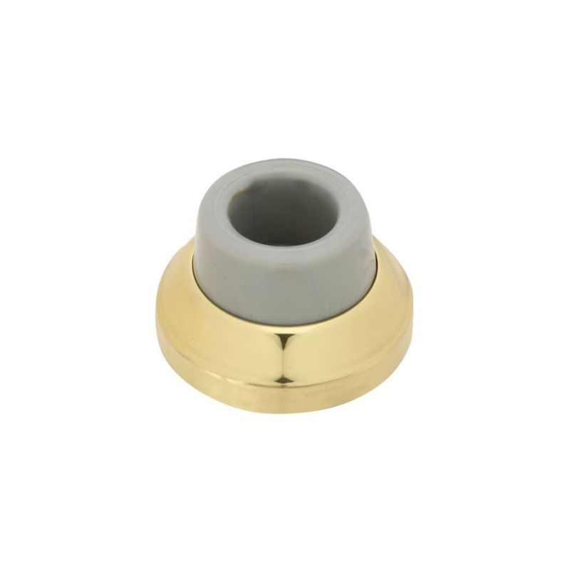 National Hardware N215-855 Door Stop, 1.9 in Dia Base, 0.72 in Projection, Brass, Solid Brass