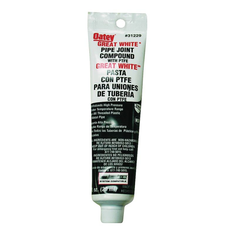 Oatey Great White 31229 Pipe Joint Compound, 1 oz Tube, Liquid, Paste, White White