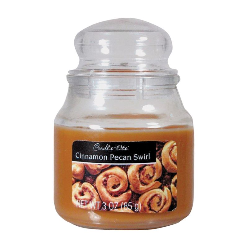 CANDLE-LITE 3827549 Jar Candle, Cinnamon Pecan Swirl Fragrance, Caramel Brown Candle