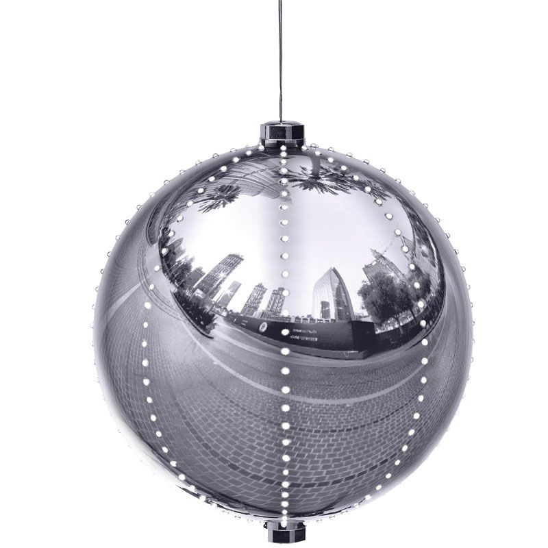 Santas Forest 60822 Ornament, 3 in H, Round Bulb, Plastic, Sliver, Internal Light/Music: Internal Light Sliver
