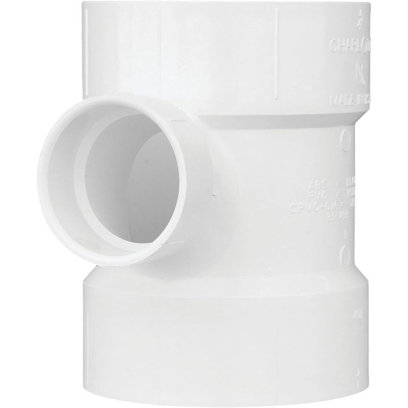 Charlotte Pipe PVC Reducing Sanitary Tee 4&quot; X 2&quot;