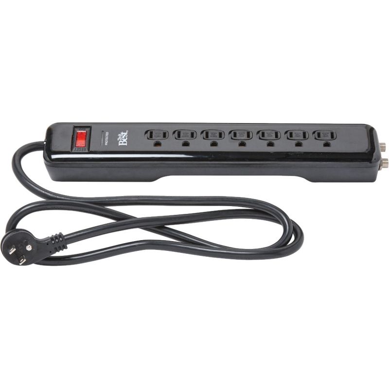 Do it Best Multimedia With Coax Cable Surge Protector Strip Black, 15A