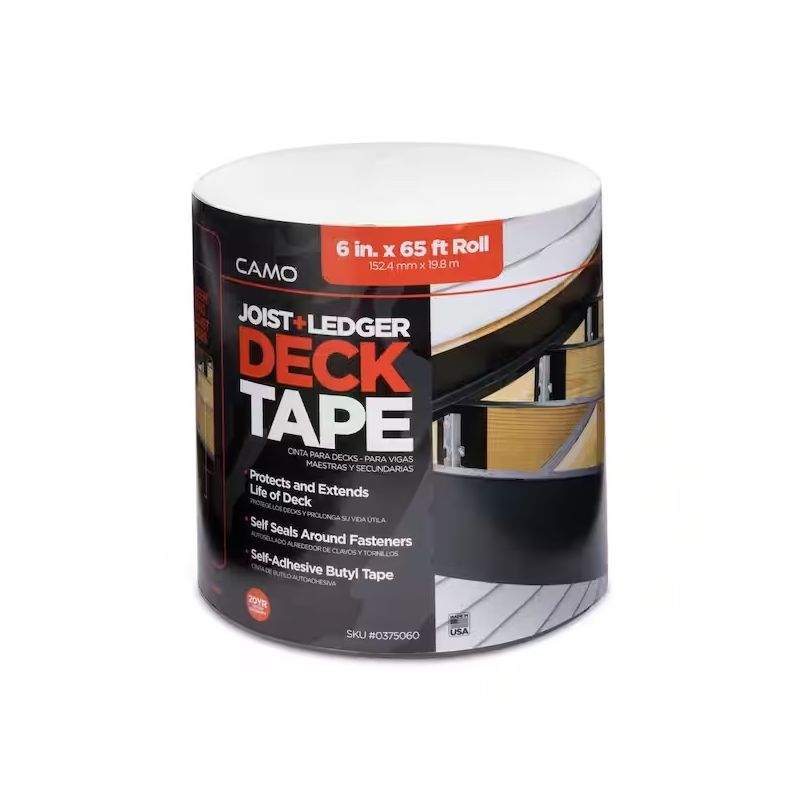 CAMO 0375060 Deck Tape, 65 ft L, 6 in W, Polypropylene Backing, Black Black